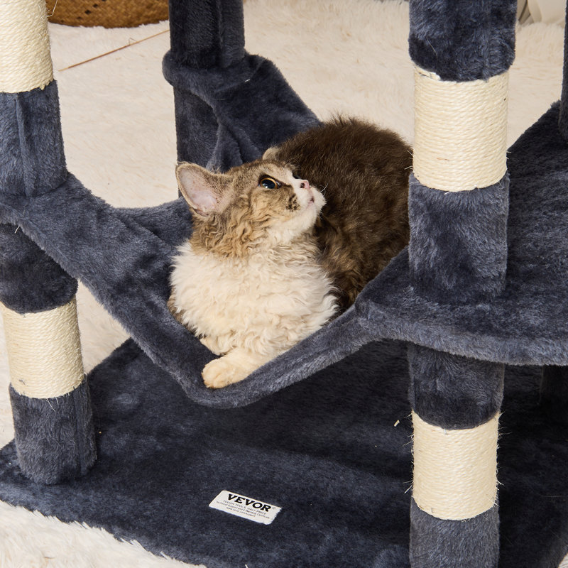 Dark Gray Sisal 63'' Cat Tree with Condos and Hammock