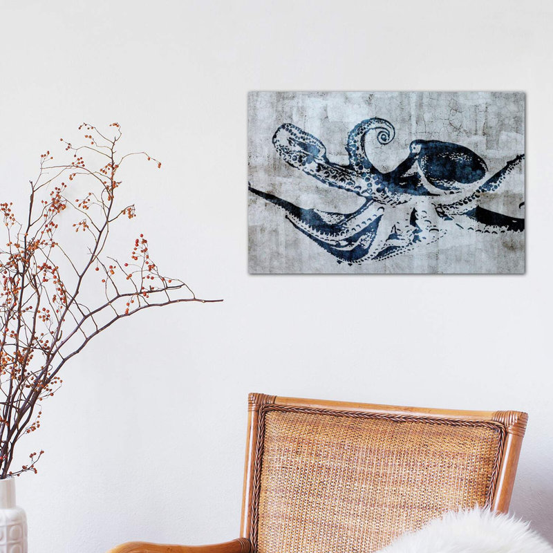 Impression d’art graphique, "Octopus Street art", Toile tendue, H 12 po x l 18 po x 1,5 po