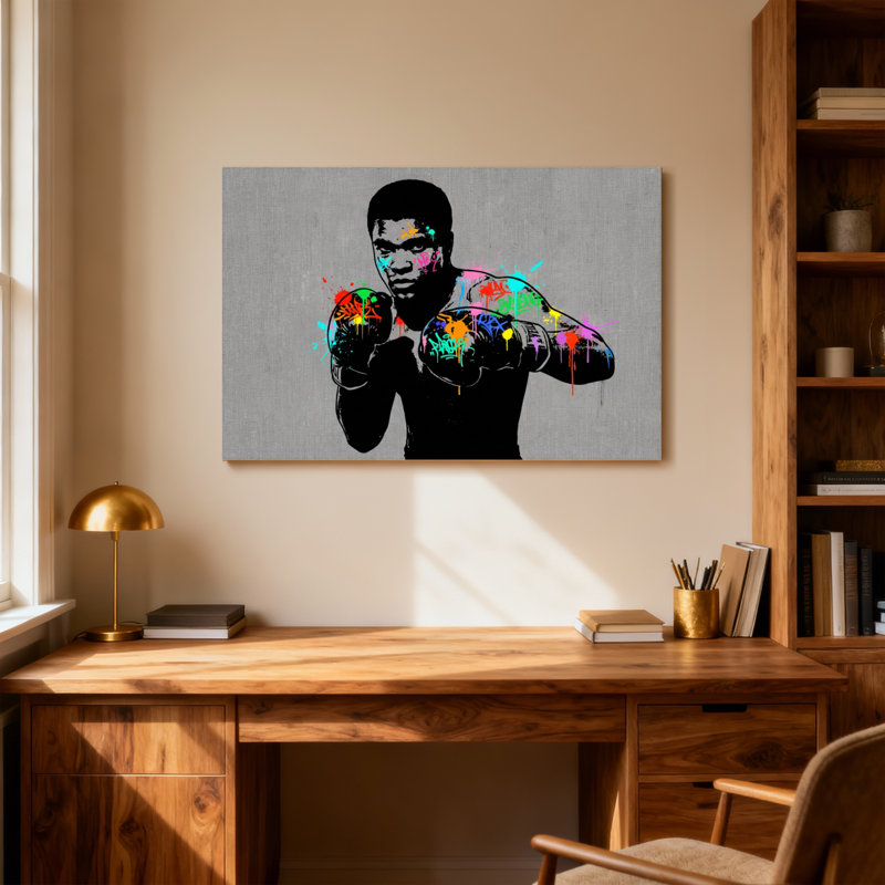 Impression d'art de boxe colorée avec éclaboussures vibrantes, H 28 po x l 40 po