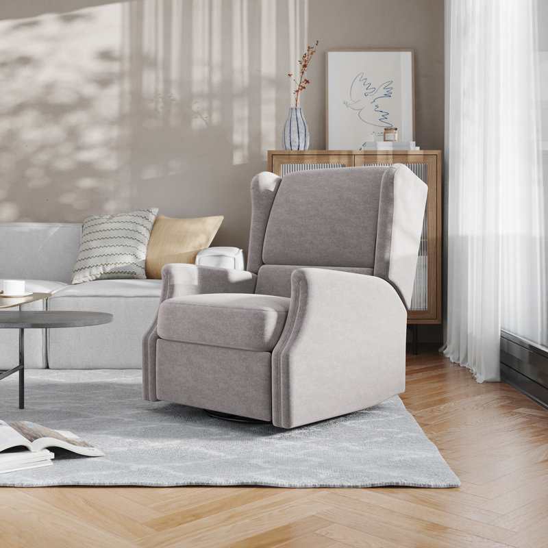 Fauteuil inclinable et oscillant manuel oscillant avec pivot à 360 ° Jillean, Polyester gris clair
