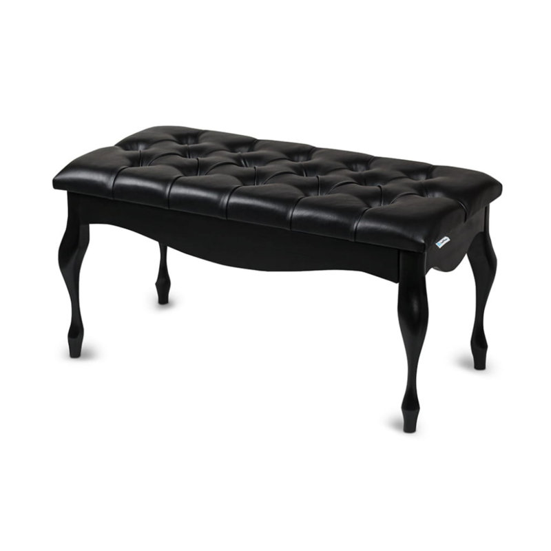Faux Leather Upholstered Bench, Black/Black