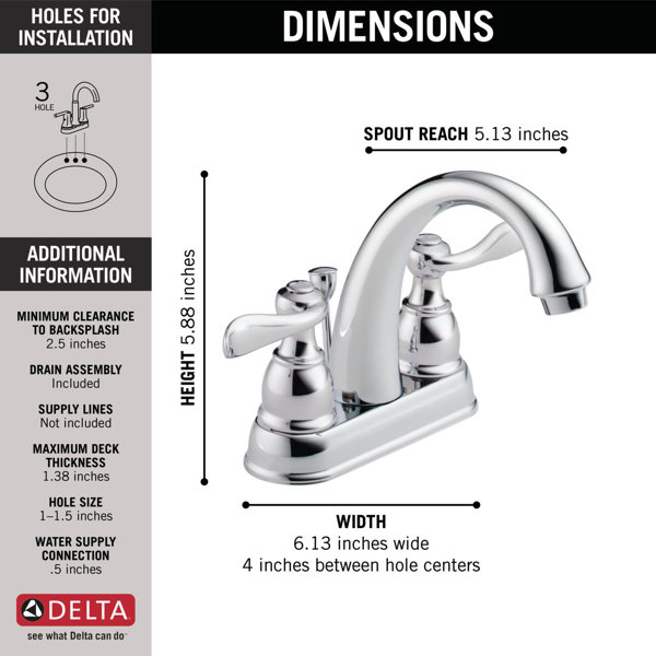 Two Handle Centerset Bathroom Faucet in Polished Brass B2596LF-PB