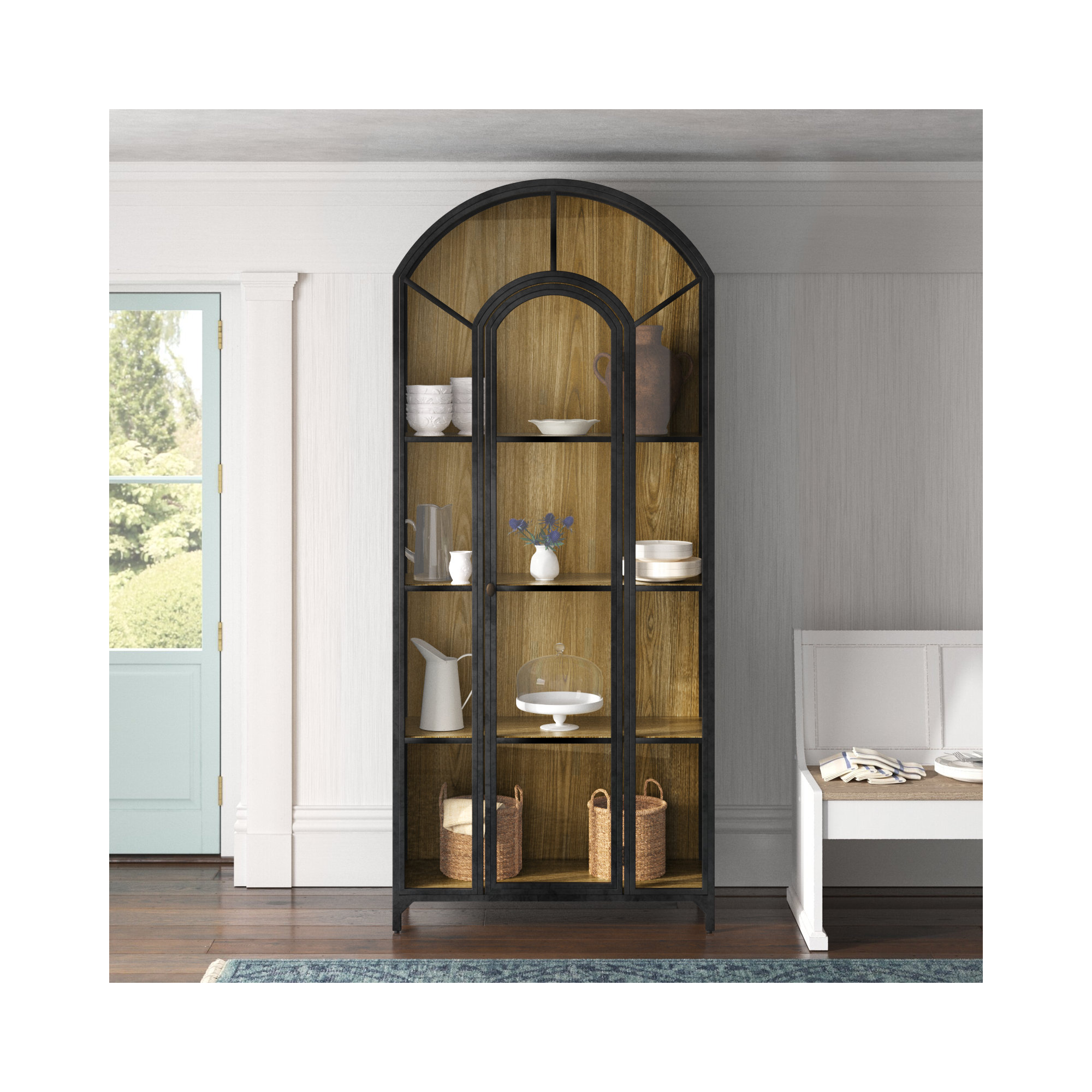 Bayline Dining Cabinet, Black/Oak