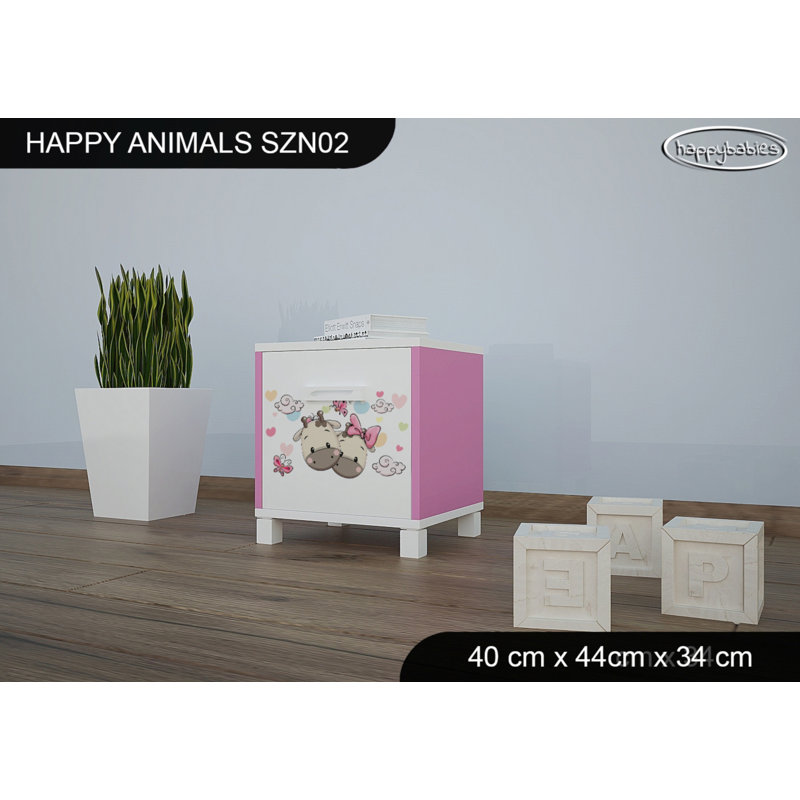Nightstand, White/Pink