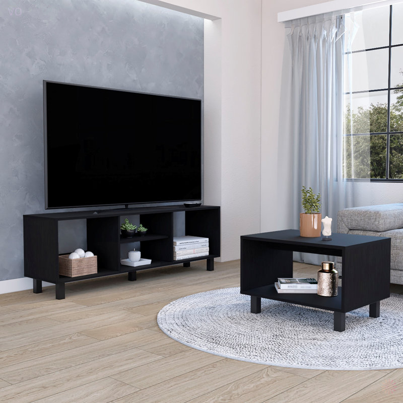 Ensemble de salon Eclipse Duo avec meuble télé et table basse avec accents en acier
