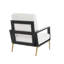 Fauteuil d'appoint luxueux blanc avec rembourrage doux et construction avec dossier bas et dossier doré