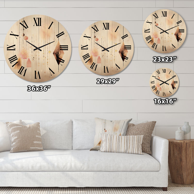 Horloge murale en bois massif Tyndall, Grand