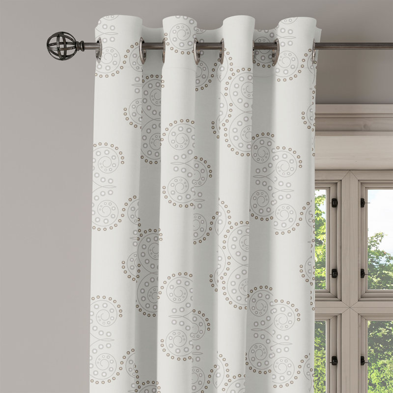 Motif de rideaux à motif géométrique abstrait géométrique Latitude Run® Cocoa Cocoa et gris pâle, L 50 po x L 120 po