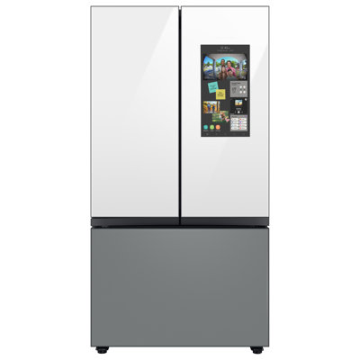 Bespoke 3Door French Door Refrigerator 30 cu ft with Top Left and Family Hub Panel Glass Bottom Door Panel Bespoke 3Door French Door Refrigerator 30 cu ft with Top Left and Family Hub Panel Glass Bottom Door Panel
