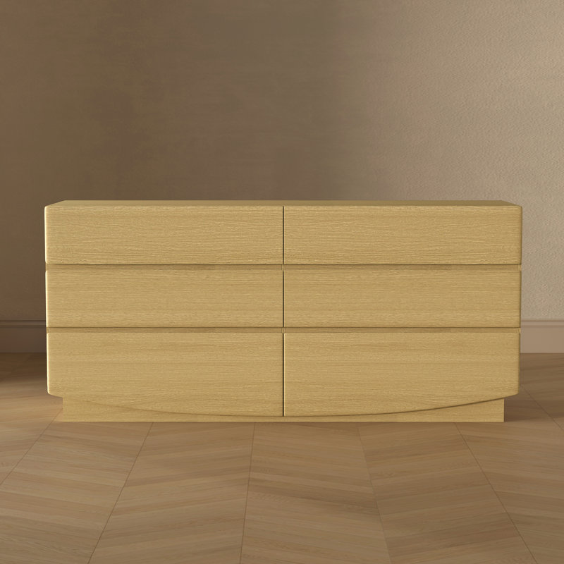 Ardea 72" Contemporary 6-Drawer Double Dresser in Natural Oak, Natural Oak