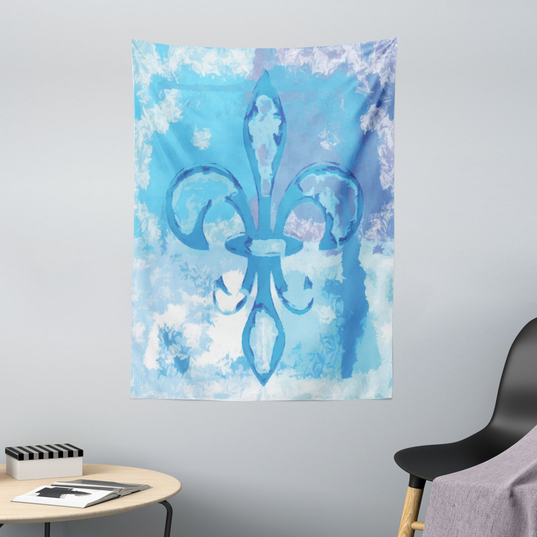 Wandteppich, Frankreich Fleur de Lis, Blau, Blau