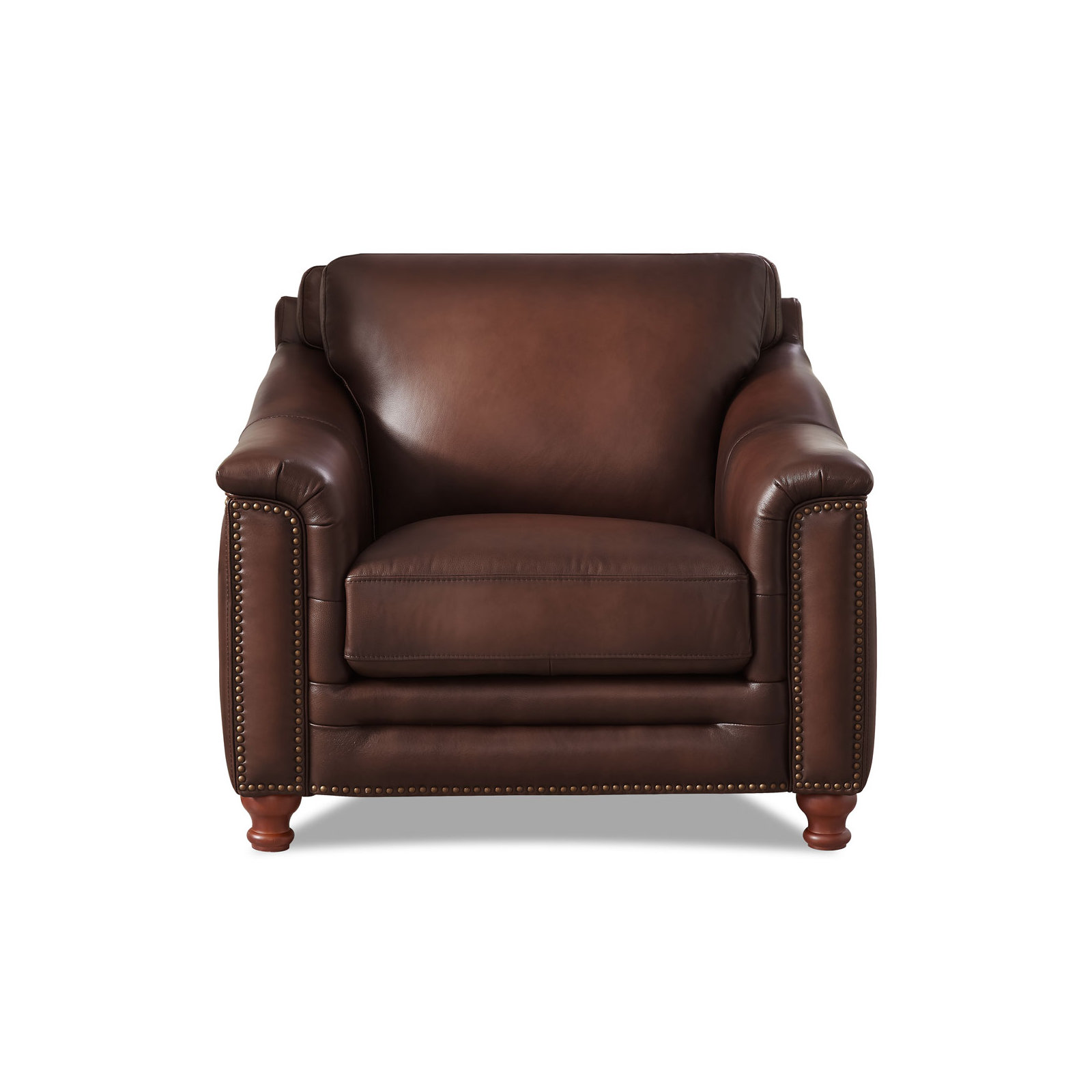 Alpert Top Grain Leather Chair, Brown Genuine Leather