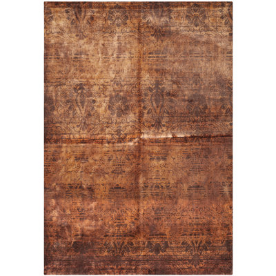 Savorey Hand Loomed Viscose/Cotton Ikat Rug in Brown