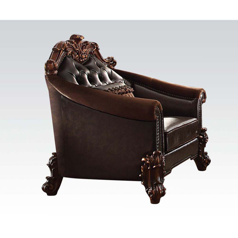 Fauteuil Haslet, Similicuir brun, Brun