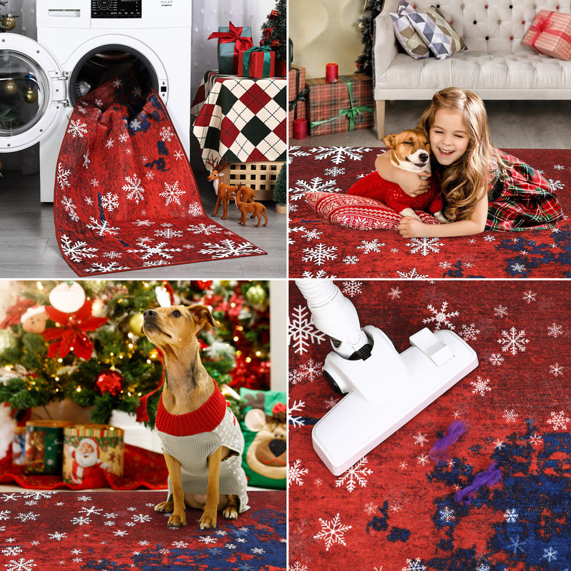 Christmas Decorative Area Rug Washable Modern Rug for Living Room Dining Room, Runner 2' x 6'
