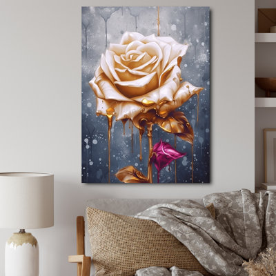 «Gold Cream Rose Reverie» sur toile