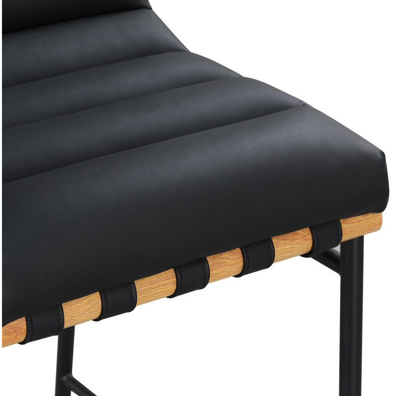 Tabouret de comptoir rembourré Sean Vincentas, Similicuir noir, Tabouret de comptoir (siège d'une hauteur de 26,4