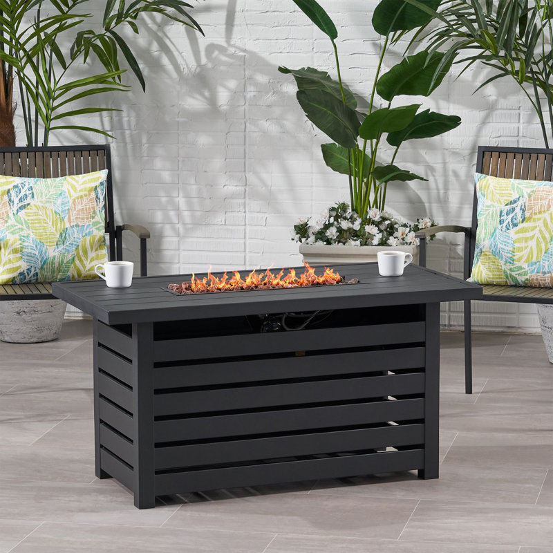 Foyer de table rectangulaire au propane en fer 45 po - 30 000 BTU