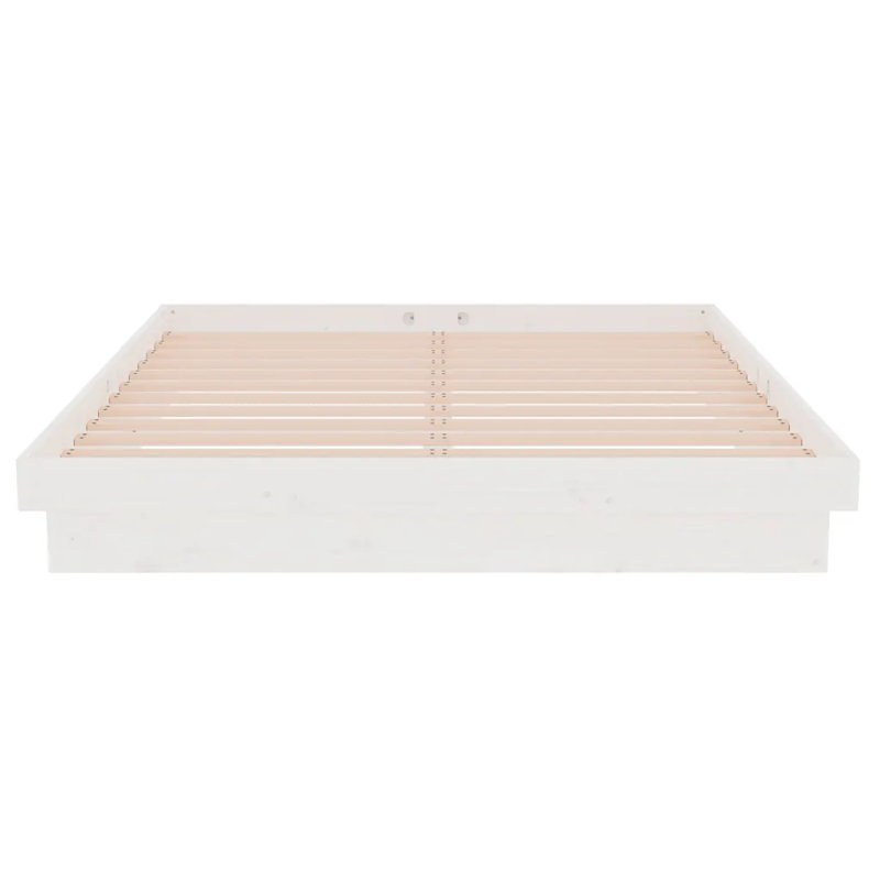 Bed Frame Solid Wood, white, European Double (140 x 200cm)