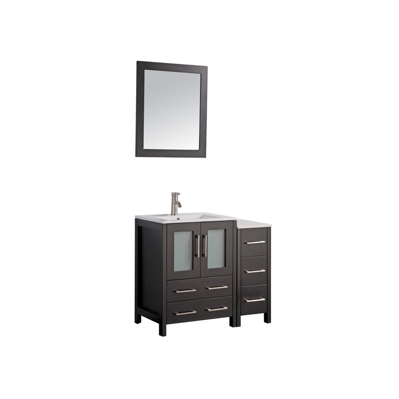 Ensemble de meuble-lavabo simple 36 "avec miroir , Espresso