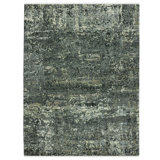 Annastashia Abstract Handmade Hand-Knotted Indoor Use Only Area Rug in Gray/Light Blue/Ivory