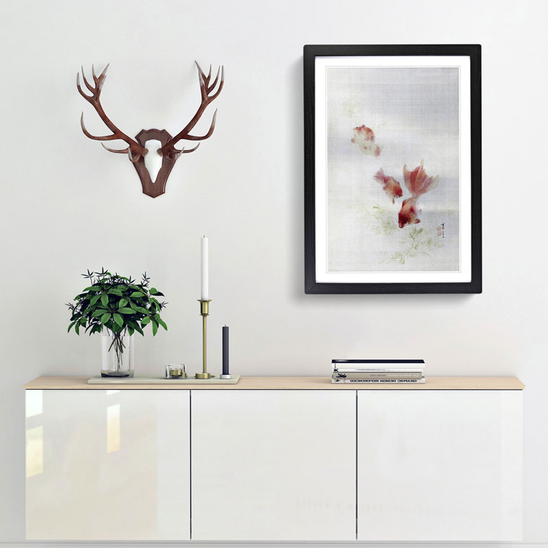 The Goldfish by Watanabe Seitei - Picture Frame Painting Print, 36cm H x 27cm W x 2cm D, Black Framed