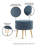 Bailey Mid-Century Modern Woven Polyester Blend Upholstered Wood Ottoman in Blue with Gold Legs-873556233-873556228