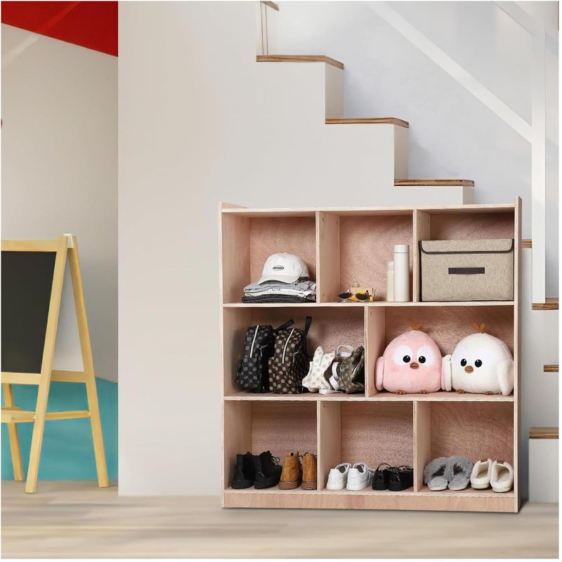 Casier de rangement pour salle de classe à 8 sections avec espace de rangement adéquat Surface facile à nettoyer, idéal pour l'école maternelle à la maison avec 4 roulettes et 2 boîtes de rangement