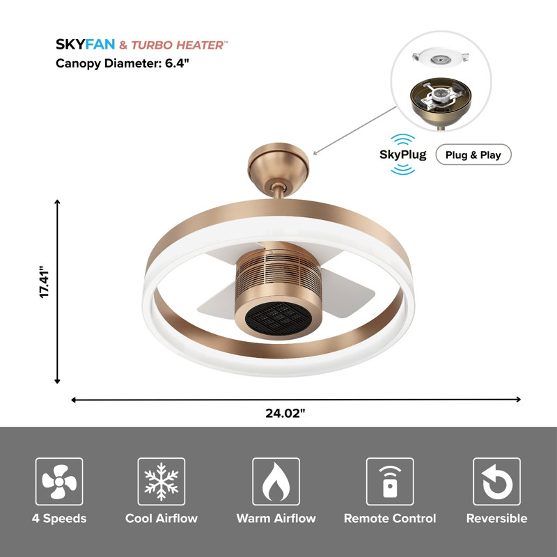 SkyFan Turbo Heater Fan, Champagne Bronze
