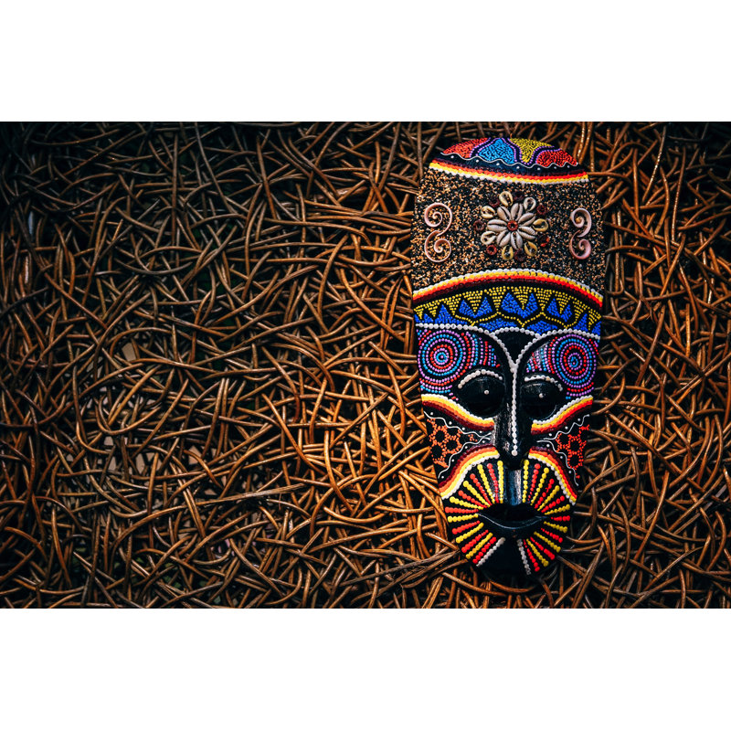 Colorful African Mask - Wrapped Canvas Print, 30cm H x 46cm W x 3.8cm D