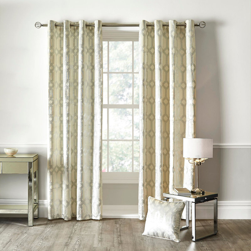 Agamjit Semi Sheer Curtain Pair, Ivory, Width 168 x Drop 229 cm