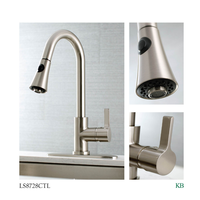 Kingston Brass Continental Single-Handle Pull-Down Kitchen Faucet, Polished Chrome