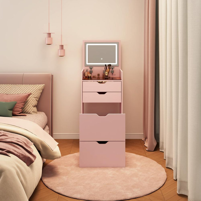 Coiffeuse et tabouret, Rose