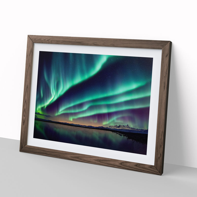 Tremendous Aurora Borealis 1 Piece Single Picture Frame Wall Art, 46cm H x 64cm W x 2cm D, Walnut