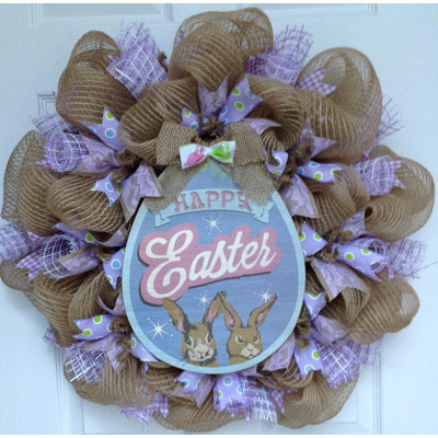 Easter Egg Wreath Lavender and Burlap