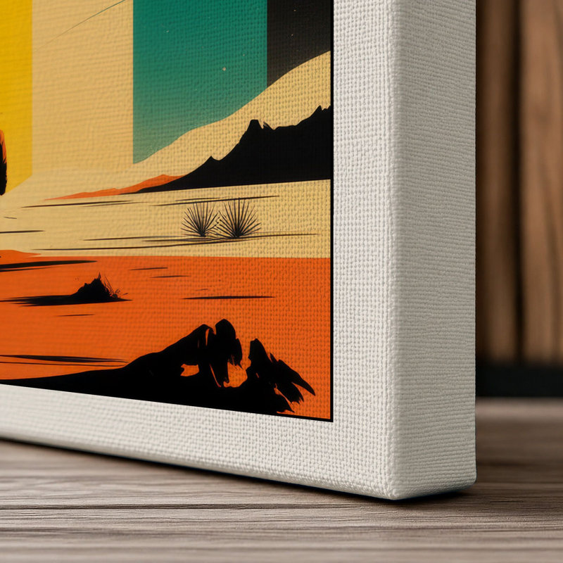 Desert Under Stars Retro - Wrapped Canvas, 30x20 - 76.2 x 50.8 cm, Cream Border