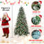Arbre de Noël 9 pi avec branches enneigées, baies rouges, pommes de pin, conception à charnières et support en métal robuste-2135694859-2135694857