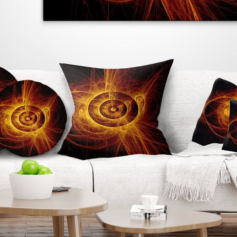 La flamme jaune clignotante - coussin abstrait imprimé, Carré, 18 po x 18 po