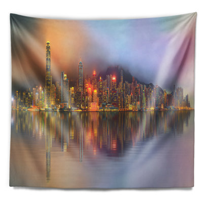 Tapisserie de l’îlot de district à cityscape de singapour en polyester avec accessoires suspendus inclus