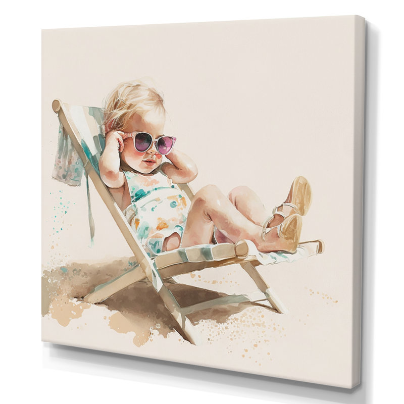 Art sur toile, "Child on the beach I", H 36 po x l 36 po, Toile tendue