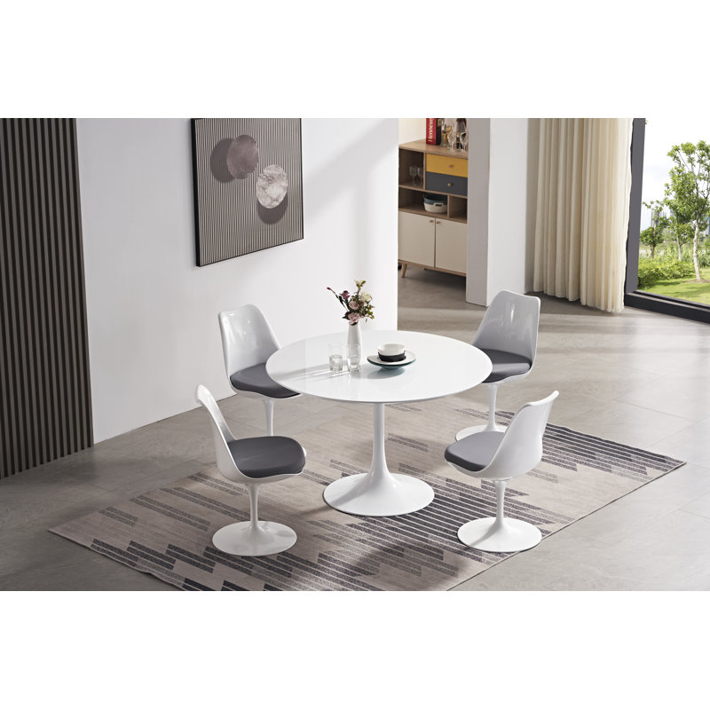Katty Modern White MDF Dining Table Round, 36" W x 36" L