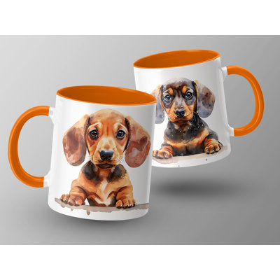 11oz Watercolour Dachshund Puppy Design Coffee Mug