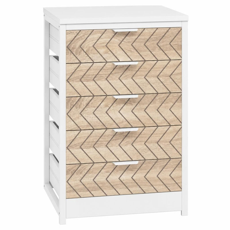 Commode en bois à 5 tiroirs Tribesigns, Blanc et chêne
