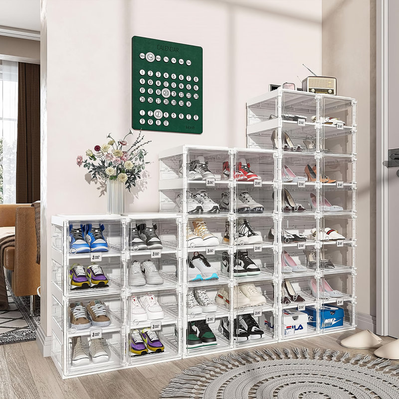 Range-chaussures empilable, 20, Transparent