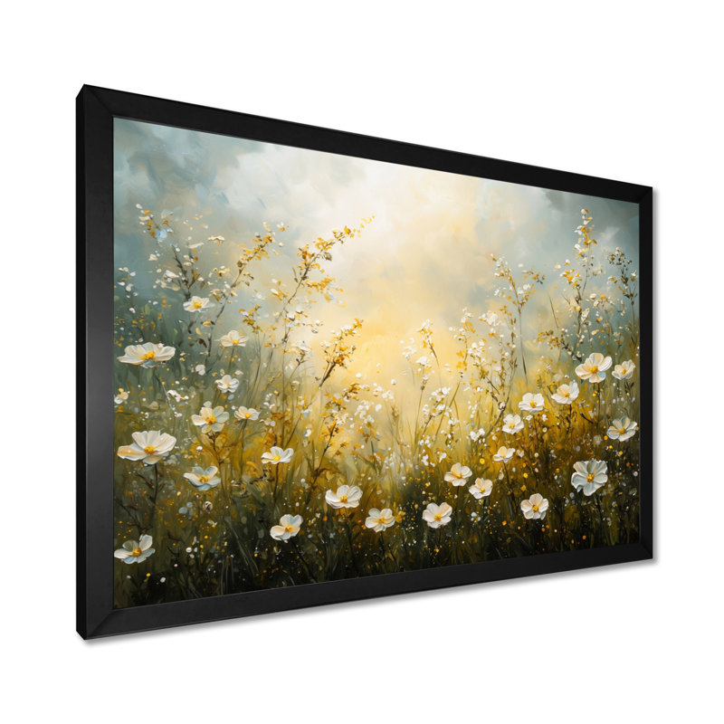 «Countryside Roses Flowers Field II - Roses», art mural, Reproduction encadrée d'une seule photo sans pass, Noir
