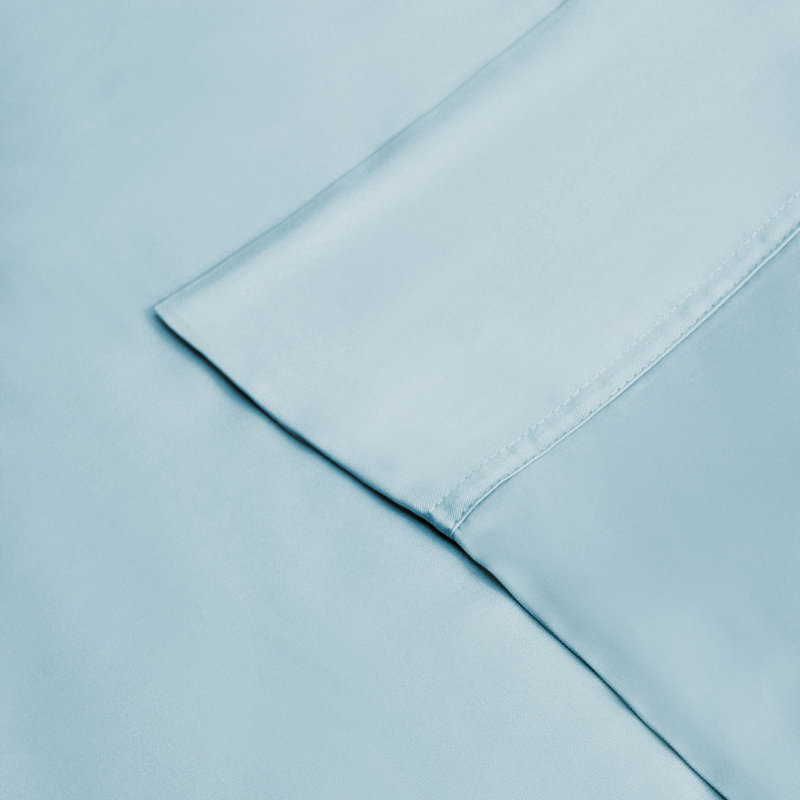 Blue Nile Mills 300 Thread Count Rayon From Bamboo Deep Pocket Bed Sheet Set, Light Blue, King Sheet Set with 2 Pillowcases