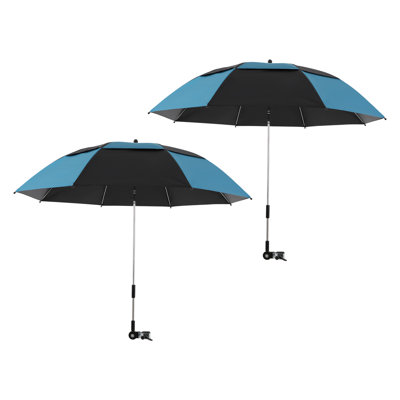 Parasol portatif à pince pour chaise longue d'extérieur, paquet de 2 47 po avec parasol réglable à 360 °, parasol de chaise de plage et de camping