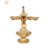 5-Inch Handcrafted Brass Peacock Oil Lamp with Five Wicks, Indian Diya for Altar & Tabletop Decor