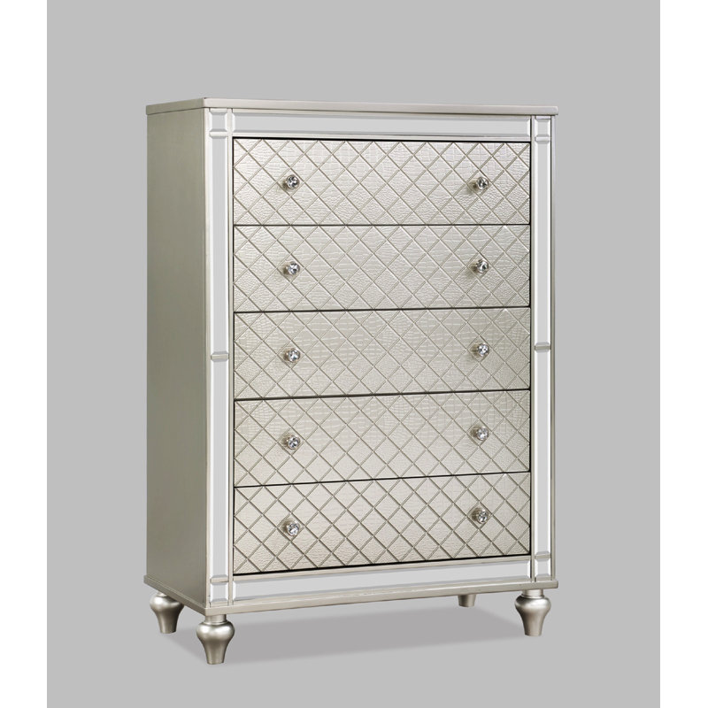 Commode de chambre à coucher 1 tiroir 5 pièces Glam
