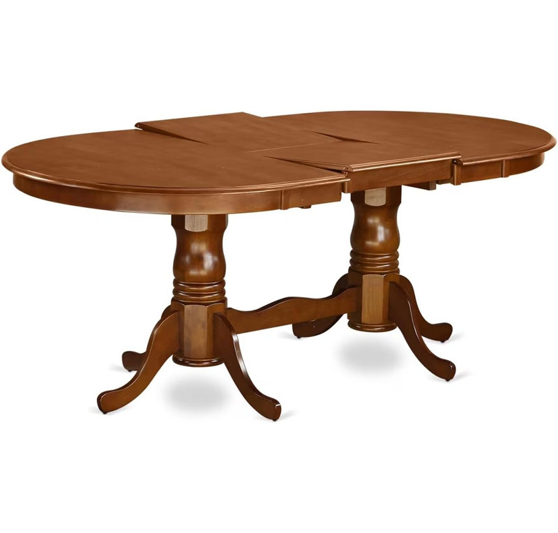  Ensemble de table de salle à manger 9 pièces, table ovale en bois avec rallonge papillon et 8 chaises, finition brun selle, 42 po x 78 po